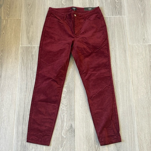 NWT Jones New York Burgundy Corduroy Trouser Skinny Leg Size 8 - Picture 1 of 8